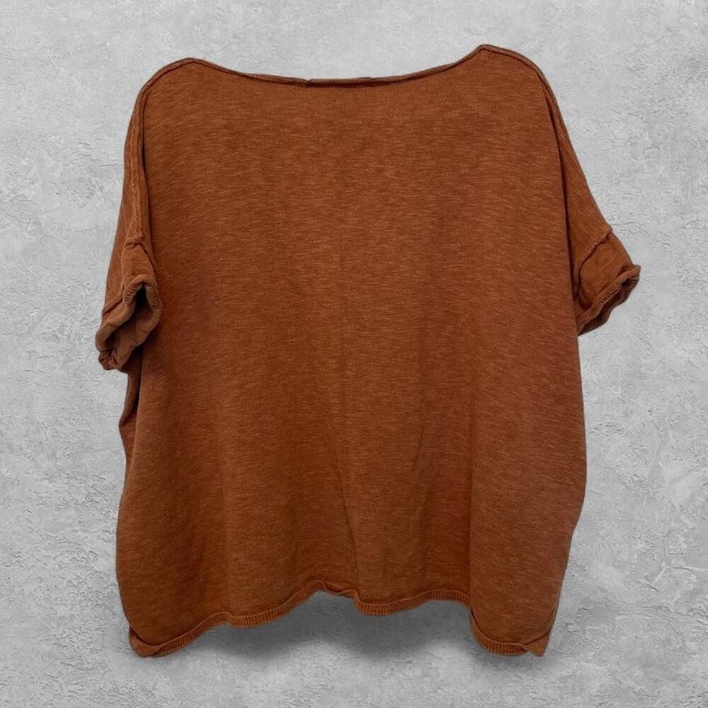 Free People FP Beach Oversized Knit Top M Peach Orange Boho Coastal